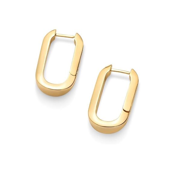 14k Gold Plated U Shape Huggie Earrings - Picture 5 of 5